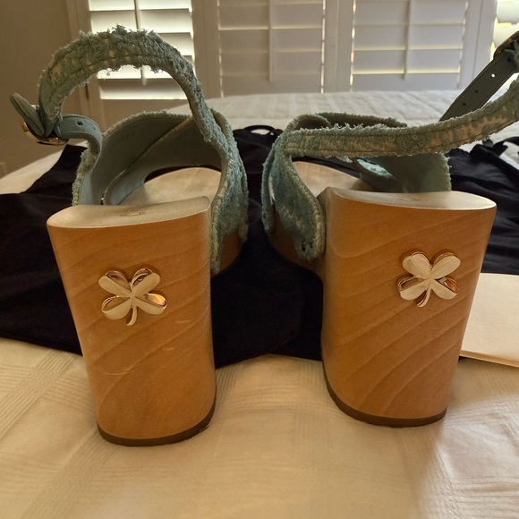 CHANEL Light Blue Tweed Espadrille Slingback Wedges. NIB - Picture 3 of 6